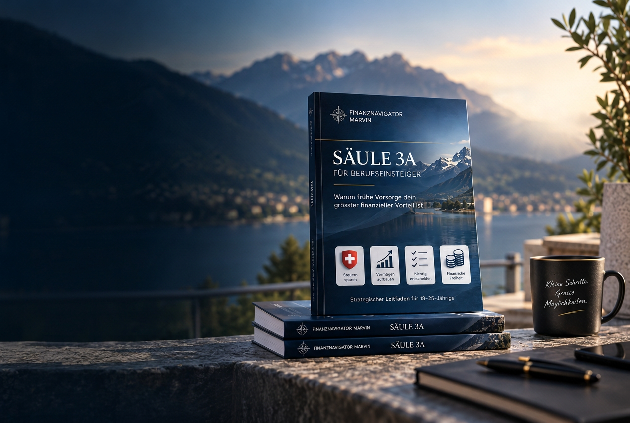Säule-3a-Guide vor Schweizer Berg- und Seekulisse